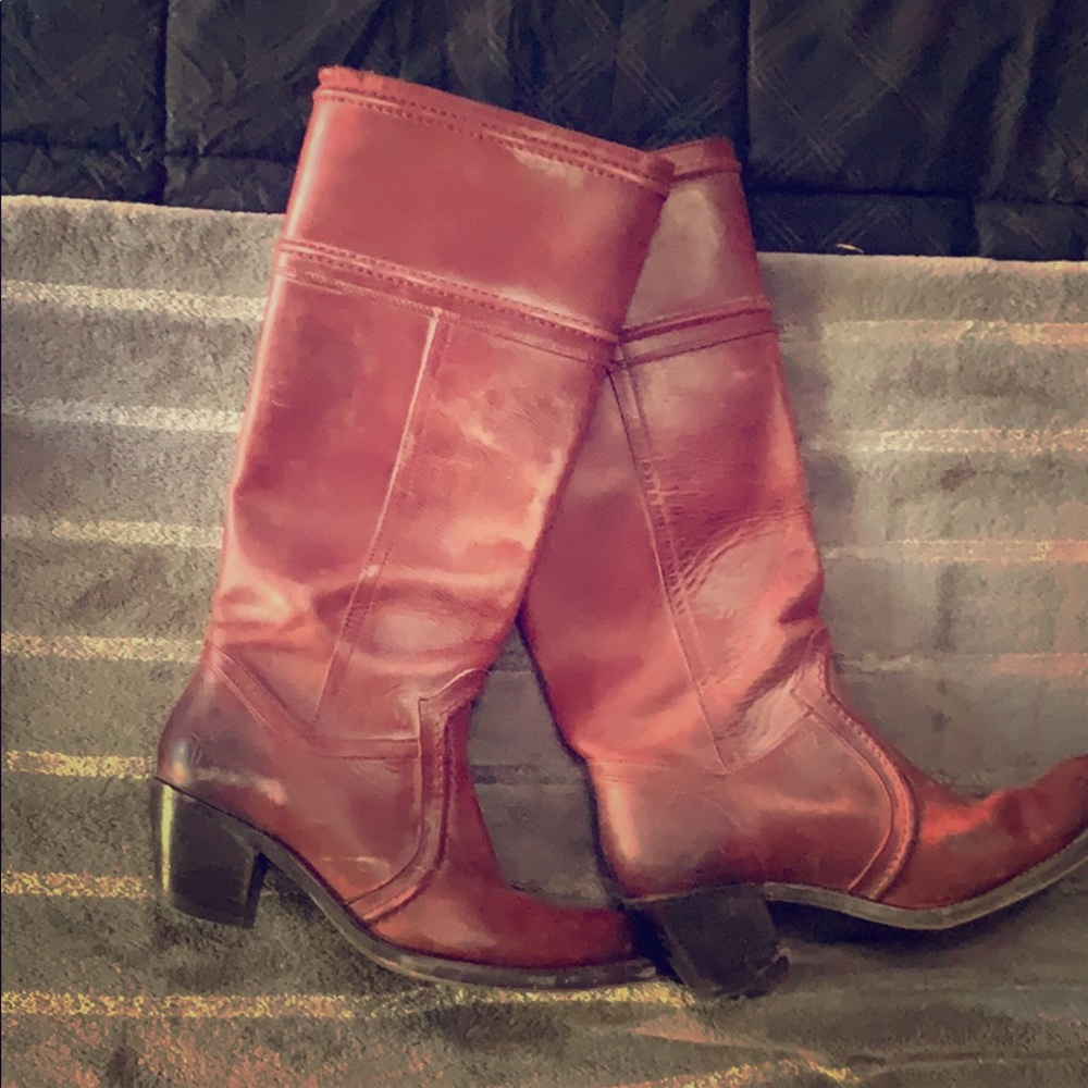 Frye burgundy boots, all leather